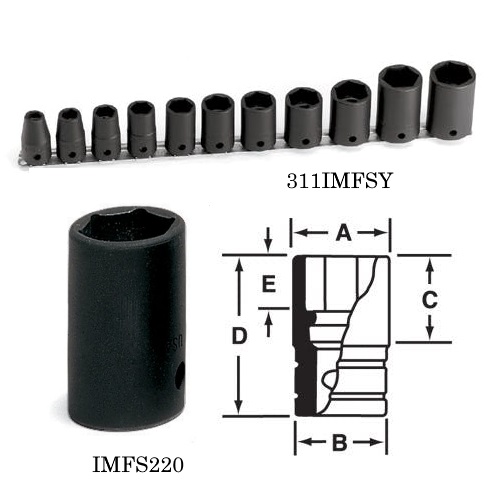 Snapon-1/2" Drive Tools-Shallow Thin Wall,Inches Impact Socket Set (1/2")